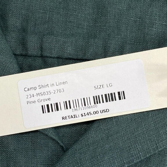 Alex Mill Men's Camp Short Sleeve Linen Shirt Pine Grove Green Size L - Picture 3 of 11